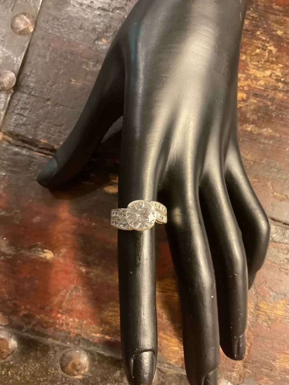 Sterling Silver Clear CZ Cocktail Ring with unique setting